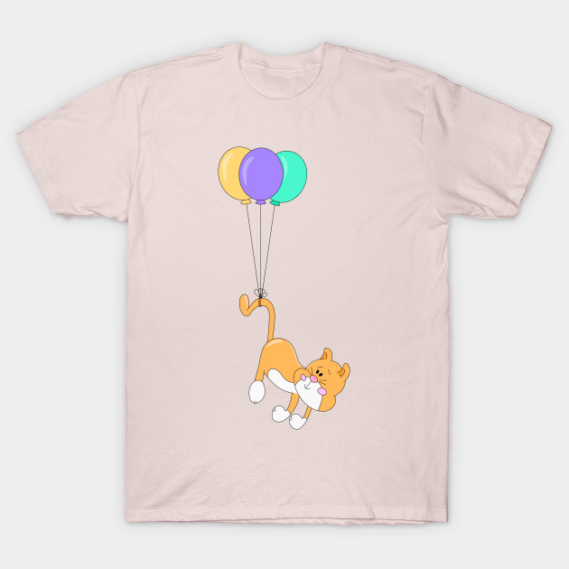 Cute Baby Cat Flying with Balloons by carmen castillo